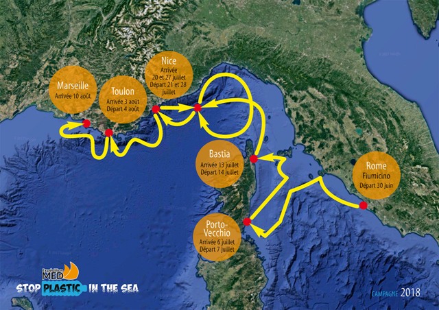 Itinerario della campagna Stop Plastic in the Sea 2018