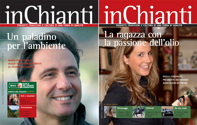 Due copertine della rivista InChianti in versione cartacea.