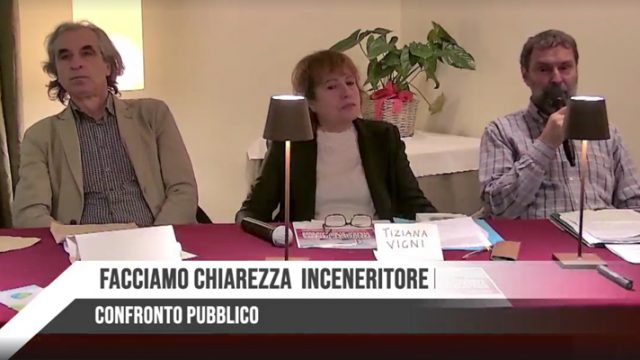 Da sinistra Rossano Ercolini, Tiziana Vigni e Marco Arduini al confronto pubblico del 31 gennaio 2020.